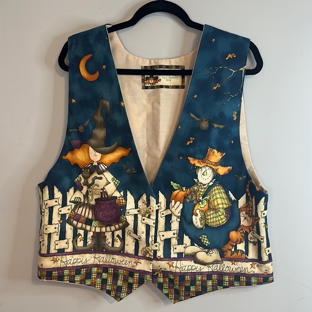 Hand Made Halloween 1998 Scarecrow Witch Ghost Festive Vest